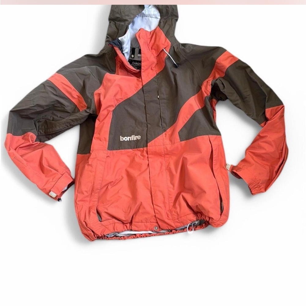Bonfire Red and Brown Hooded Jacket